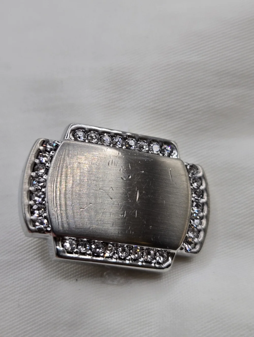 Silver Cufflinks Cuff Links CZ Formal Event Mid Century Retro Eclectic Grandpa